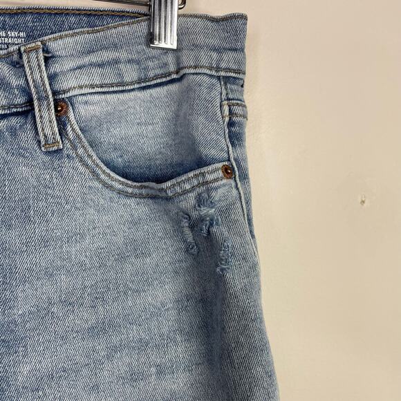 Old Navy Sky Hi Extra High Rise Straight Leg Raw Hem Ankle Stretch Jeans women 8 - Picture 6 of 16